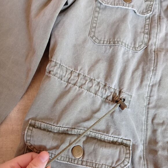 Billabong Military Field Jacket Small S Olive Green Cotton Lightweight Utility - Picture 8 of 9